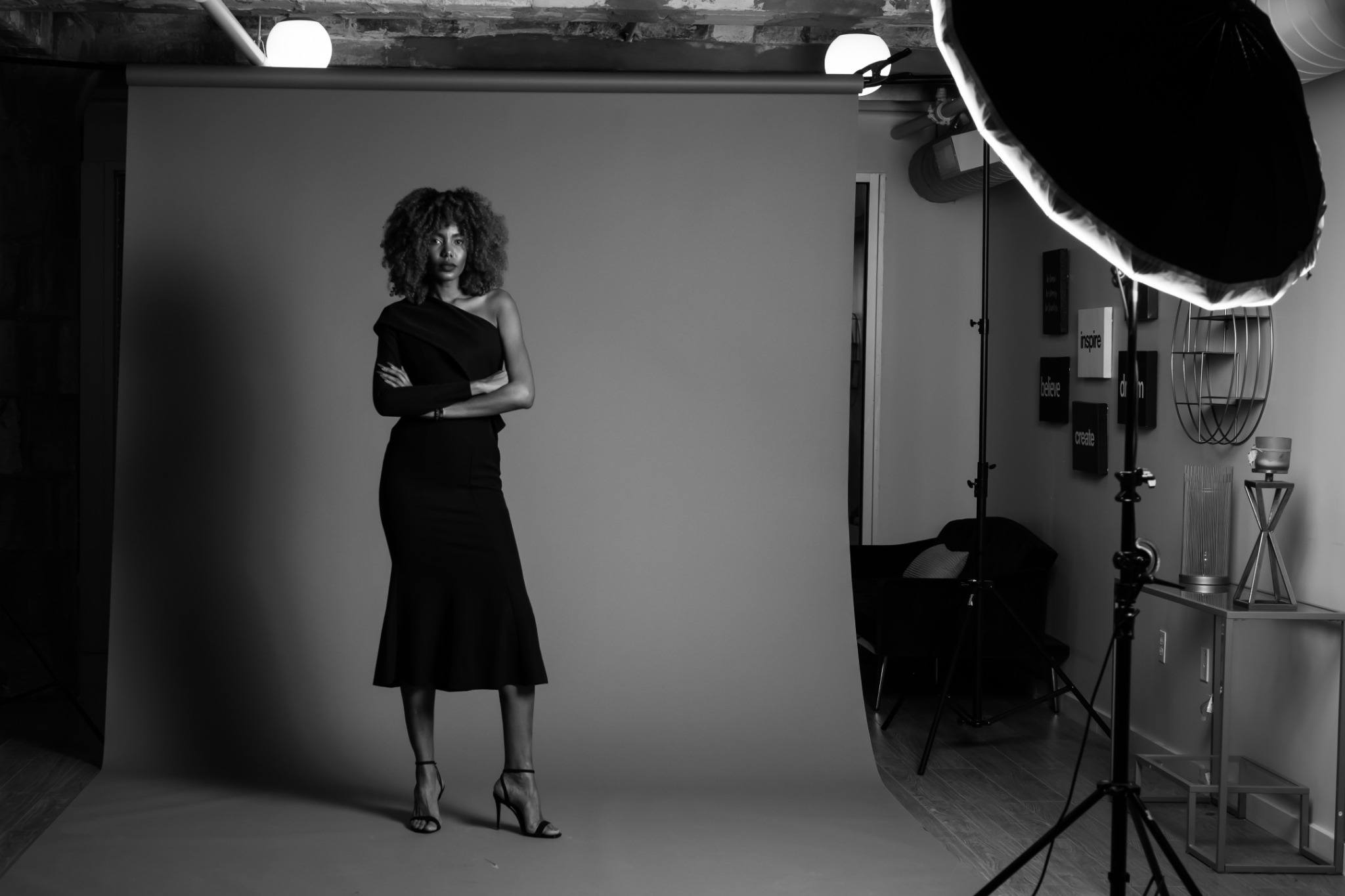 Shaw Bernard on set in a New York fashion studio